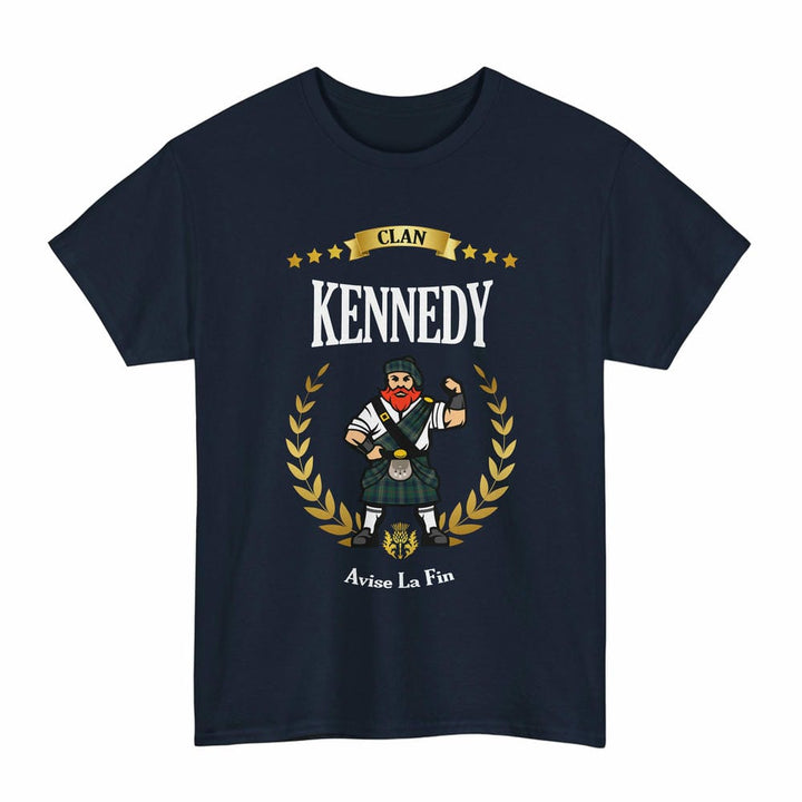 Scottish Kennedy Clan Tartan T-Shirt - Motto Scotsman Tartan Plaid Navy Color
