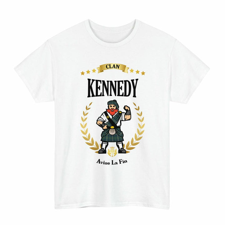 Scottish Kennedy Clan Tartan T-Shirt - Motto Scotsman Tartan Plaid White Color