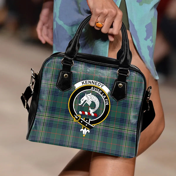Scottish Kennedy Modern Clan Crest Tartan Shoulder Handbag Tartan Plaid 2