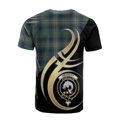 Scottish Kennedy Modern Clan Crest Tartan T-Shirt Believe in Me Back Side Tartan Plaid