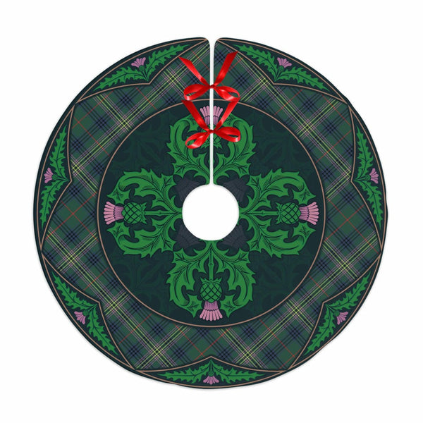 Scottish Kennedy Modern Clan Tartan Christmas Tree Skirt Old Scottish Thistle Flower No Tassels Tartan Plaid 1