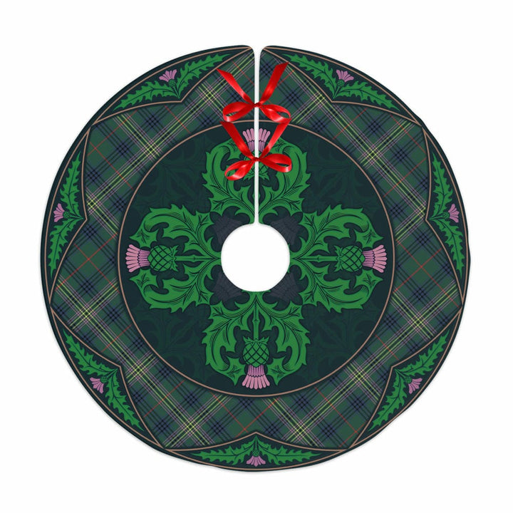 Scottish Kennedy Modern Clan Tartan Christmas Tree Skirt Old Scottish Thistle Flower No Tassels Tartan Plaid 1