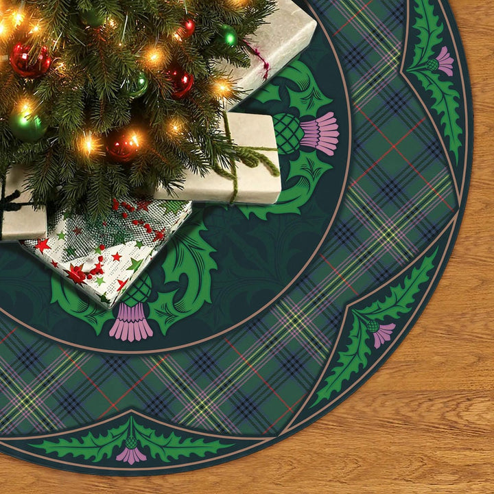 Scottish Kennedy Modern Clan Tartan Christmas Tree Skirt Old Scottish Thistle Flower No Tassels Tartan Plaid 2