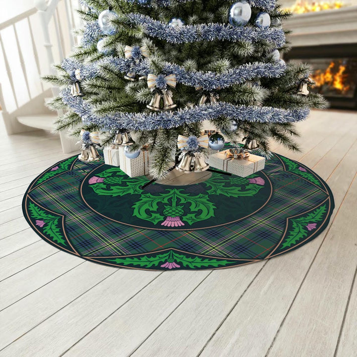 Scottish Kennedy Modern Clan Tartan Christmas Tree Skirt Old Scottish Thistle Flower No Tassels Tartan Plaid 3