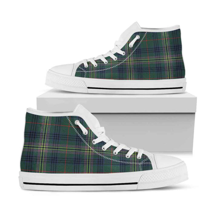 Scottish Kennedy Modern Clan Tartan High Top Shoes White Sole Tartan Plaid