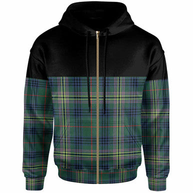 Scottish Kennedy Modern Clan Tartan Hoodie - Horizontal Style Zip Tartan Plaid
