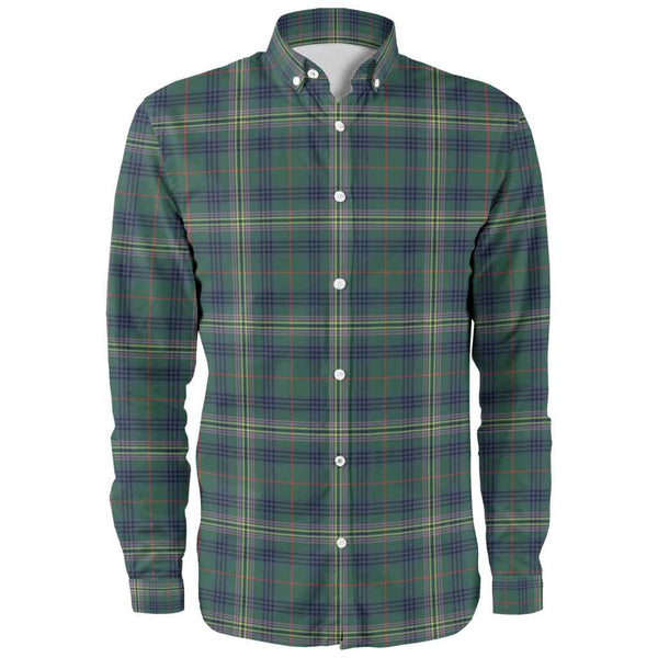 Scottish Kennedy Modern Clan Tartan Long Sleeve Shirt Front Side Tartan Plaid