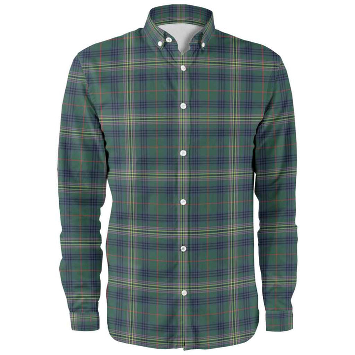 Scottish Kennedy Modern Clan Tartan Long Sleeve Shirt Front Side Tartan Plaid