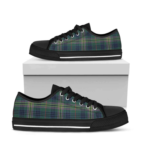 Scottish Kennedy Modern Clan Tartan Low Top Shoes Black Sole Tartan Plaid
