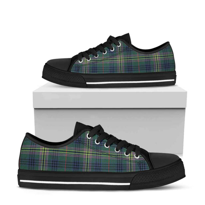 Scottish Kennedy Modern Clan Tartan Low Top Shoes Black Sole Tartan Plaid