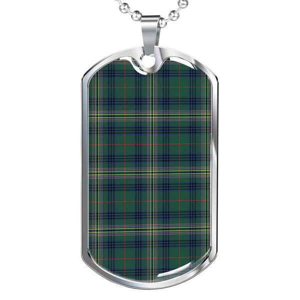 Scottish Kennedy Modern Clan Tartan Military Dog Tag Necklace Tartan Plaid
