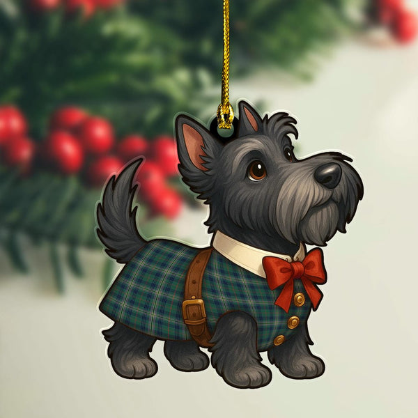 Scottish Kennedy Modern Clan Tartan Ornament Scottie Dog Tartan Plaid