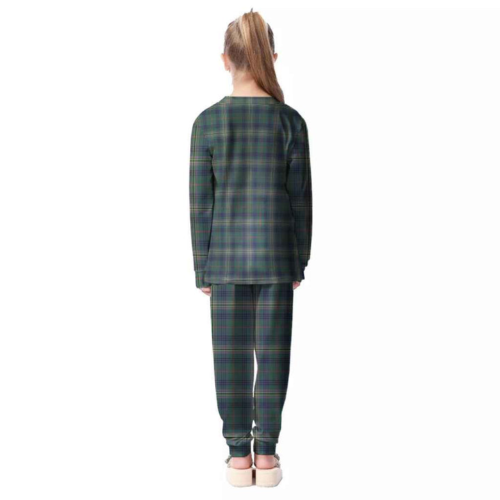 Scottish Kennedy Modern Clan Tartan Pajama Set Kid Back Side Tartan Plaid