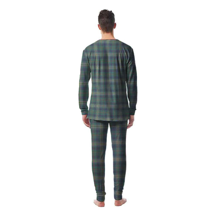 Scottish Kennedy Modern Clan Tartan Pajama Set Men Back Side Tartan Plaid