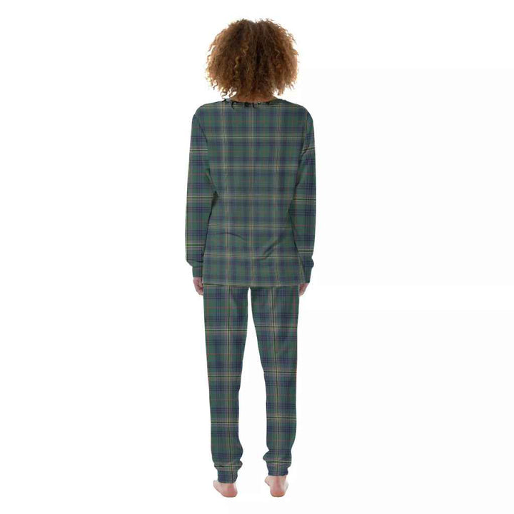 Scottish Kennedy Modern Clan Tartan Pajama Set Women Back Side Tartan Plaid