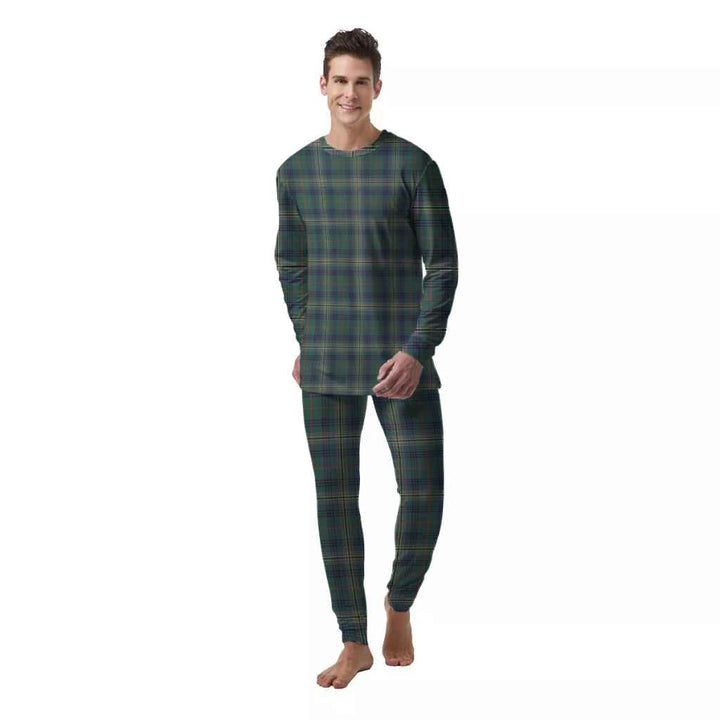 Scottish Kennedy Modern Clan Tartan Pajama Set  Men Front Side Tartan Plaid