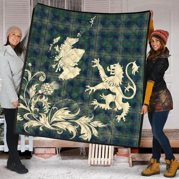 Scottish Kennedy Modern Clan Tartan Quilt Rampant Lion with Thistle Tartan Plaid 2