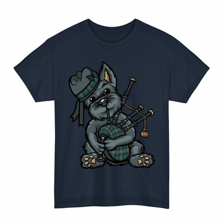 Scottish Kennedy Modern Clan Tartan Terrier Bagpipes T-Shirt Tartan Plaid Navy Color