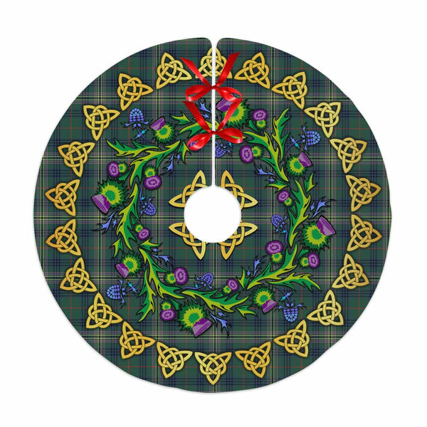 Scottish Kennedy Modern Clan Tartan Thistle Celtic Knot Christmas Tree Skirt No Tassels Tartan Plaid 1