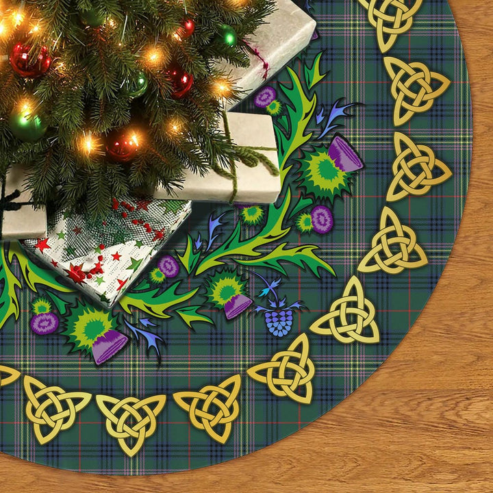 Scottish Kennedy Modern Clan Tartan Thistle Celtic Knot Christmas Tree Skirt No Tassels Tartan Plaid 2