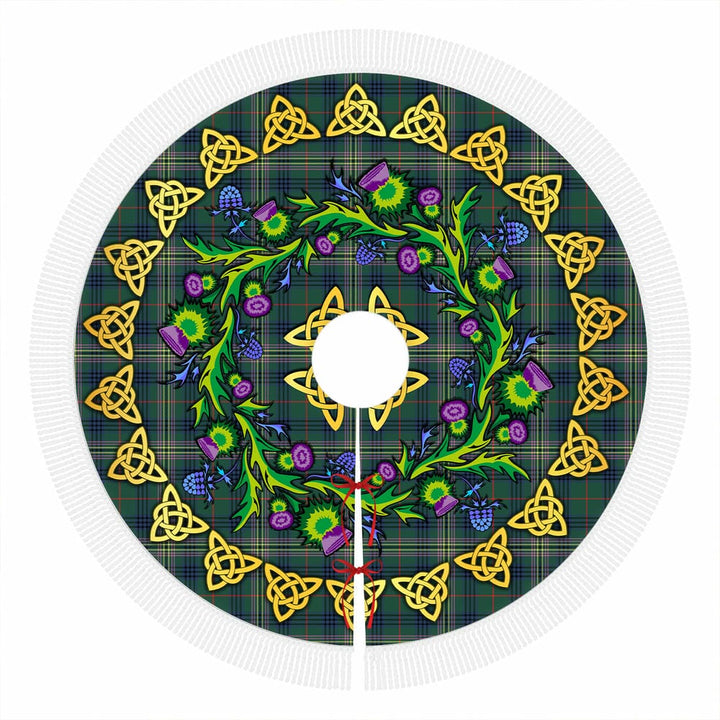 Scottish Kennedy Modern Clan Tartan Thistle Celtic Knot Christmas Tree Skirt Tassels Tartan Plaid 1