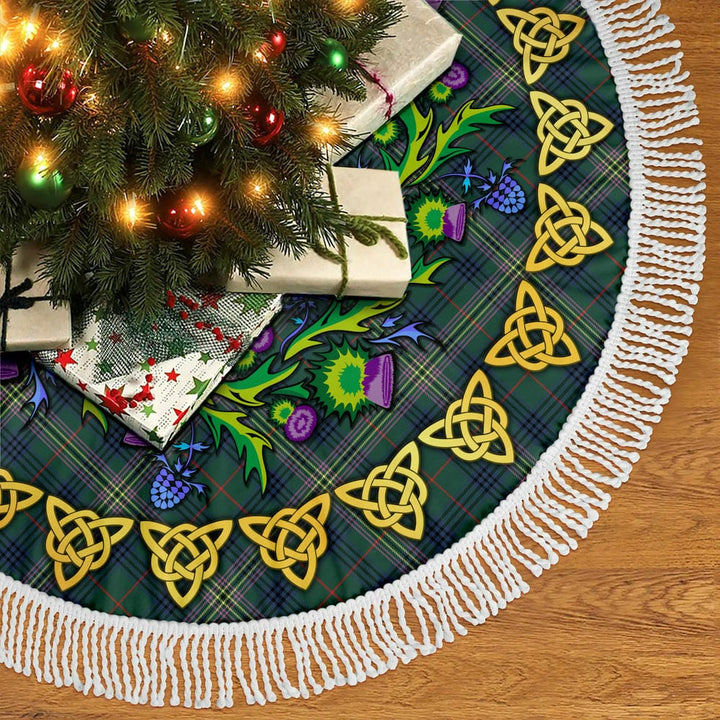 Scottish Kennedy Modern Clan Tartan Thistle Celtic Knot Christmas Tree Skirt Tassels Tartan Plaid 2