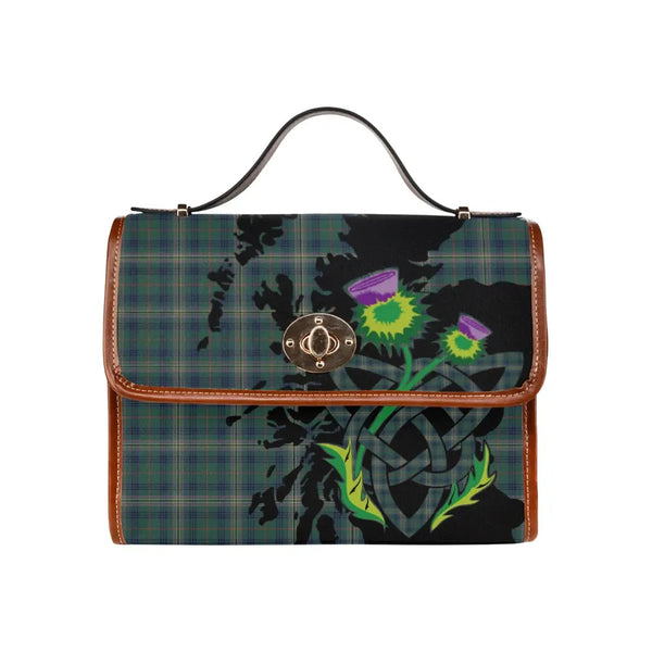 Scottish Kennedy Modern Clan Tartan Waterproof Canvas Bag With Thistle Tartan Plaid 2