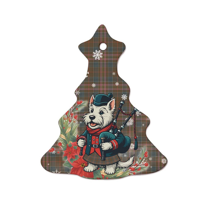 Scottish Kennedy Weathered Clan Tartan Ceramic Ornament Cute Scottish Terrier Dog Tree Style Tartan Plaid