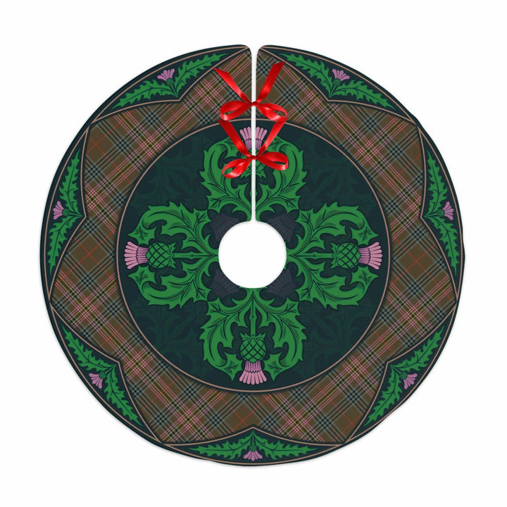 Scottish Kennedy Weathered Clan Tartan Christmas Tree Skirt Old Scottish Thistle Flower No Tassels Tartan Plaid 1