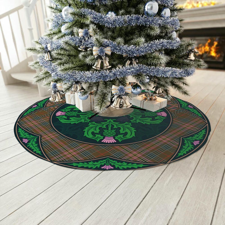 Scottish Kennedy Weathered Clan Tartan Christmas Tree Skirt Old Scottish Thistle Flower No Tassels Tartan Plaid 3