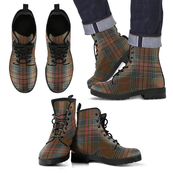 Scottish Kennedy Weathered Clan Tartan Leather Boots