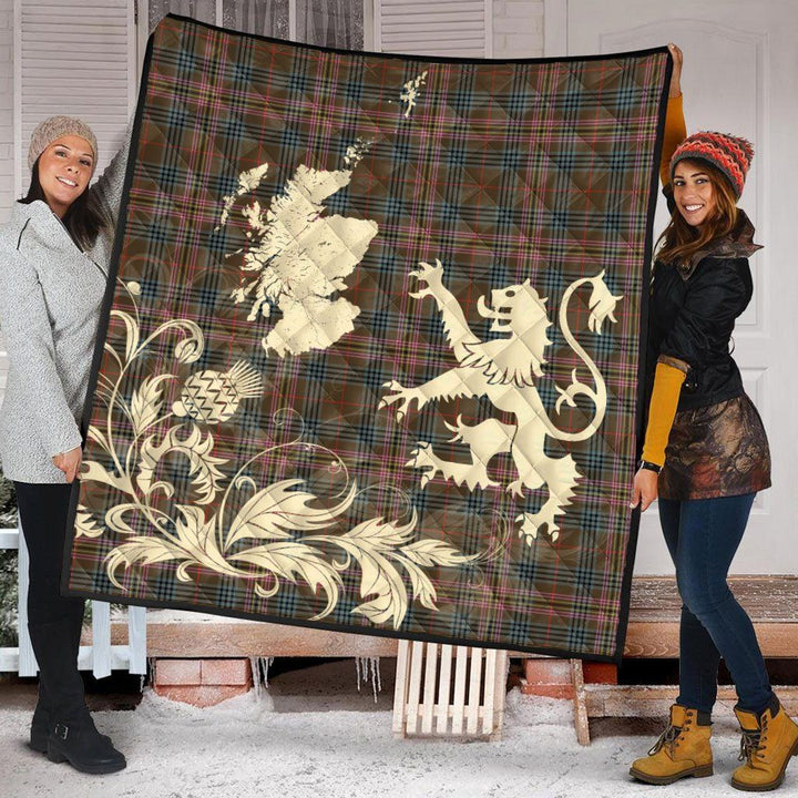 Scottish Kennedy Weathered Clan Tartan Quilt Rampant Lion with Thistle Tartan Plaid 2