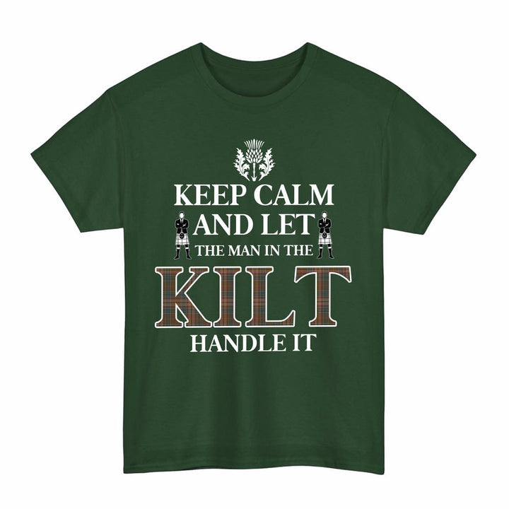 Scottish Kennedy Weathered Clan Tartan T-Shirt - Keep Calm Tartan Plaid Forest Green Color