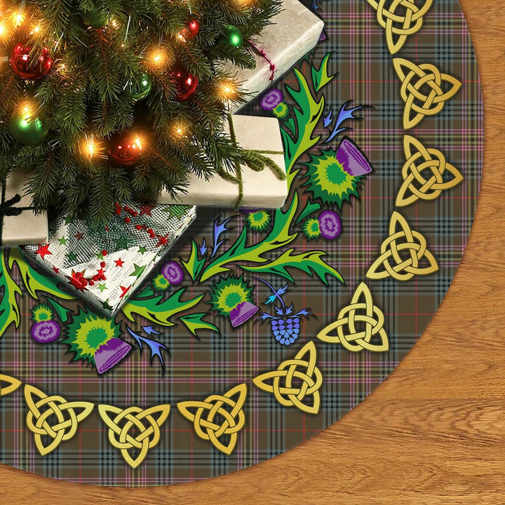 Scottish Kennedy Weathered Clan Tartan Thistle Celtic Knot Christmas Tree Skirt No Tassels Tartan Plaid 2