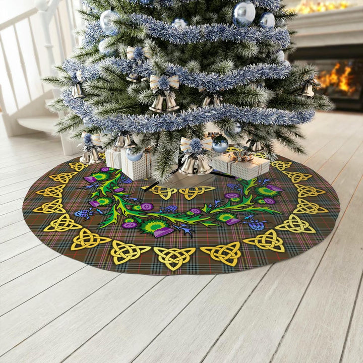 Scottish Kennedy Weathered Clan Tartan Thistle Celtic Knot Christmas Tree Skirt No Tassels Tartan Plaid 3