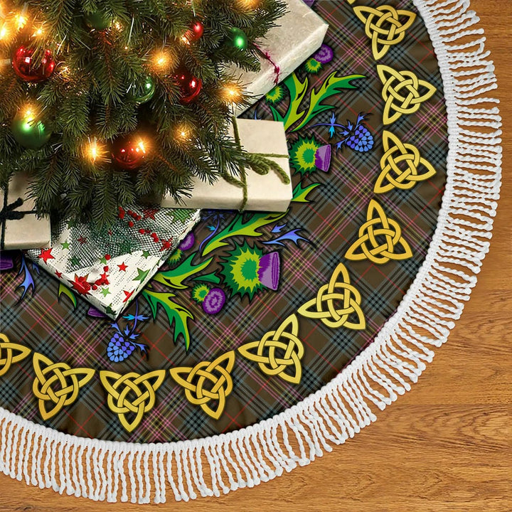 Scottish Kennedy Weathered Clan Tartan Thistle Celtic Knot Christmas Tree Skirt Tassels Tartan Plaid 2