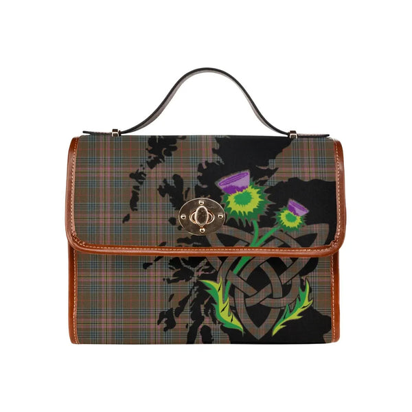 Scottish Kennedy Weathered Clan Tartan Waterproof Canvas Bag With Thistle Tartan Plaid 2