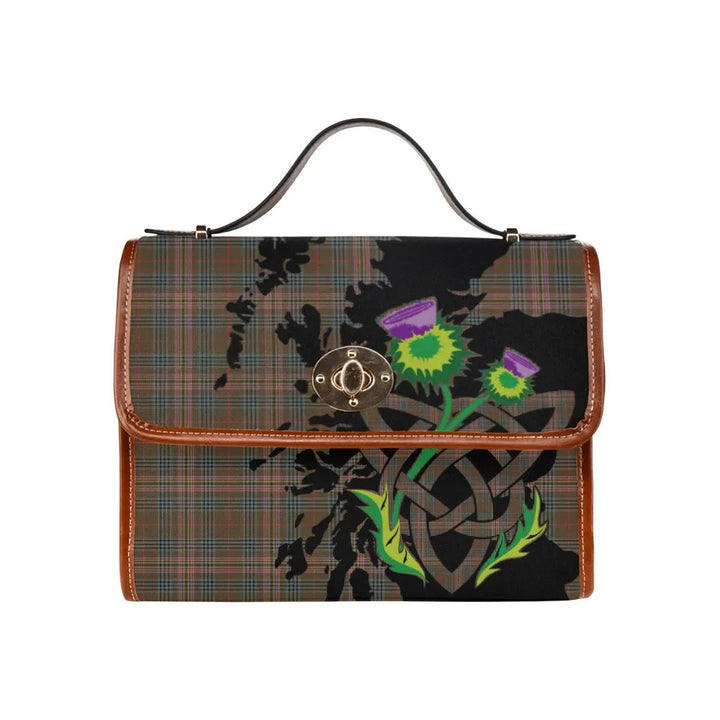 Scottish Kennedy Weathered Clan Tartan Waterproof Canvas Bag With Thistle Tartan Plaid 2
