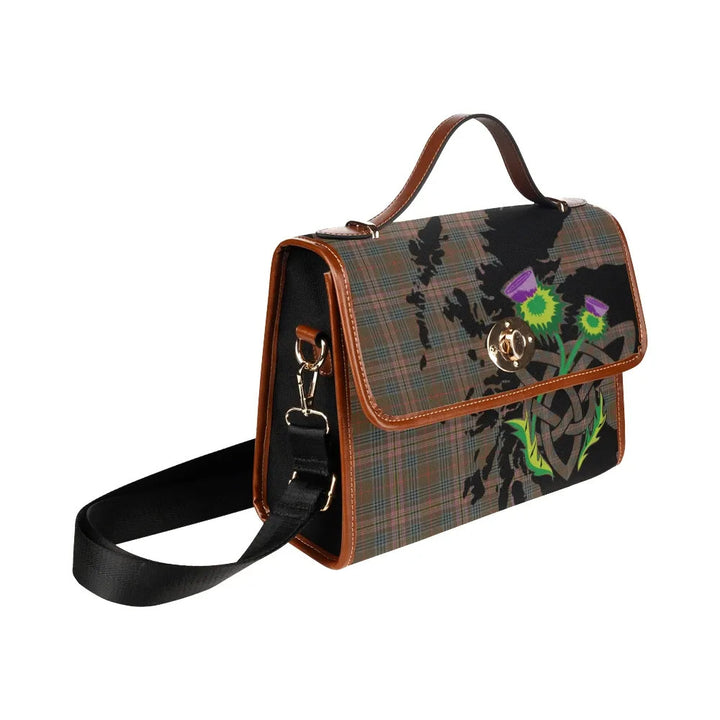 Scottish Kennedy Weathered Clan Tartan Waterproof Canvas Bag With Thistle Tartan Plaid 3