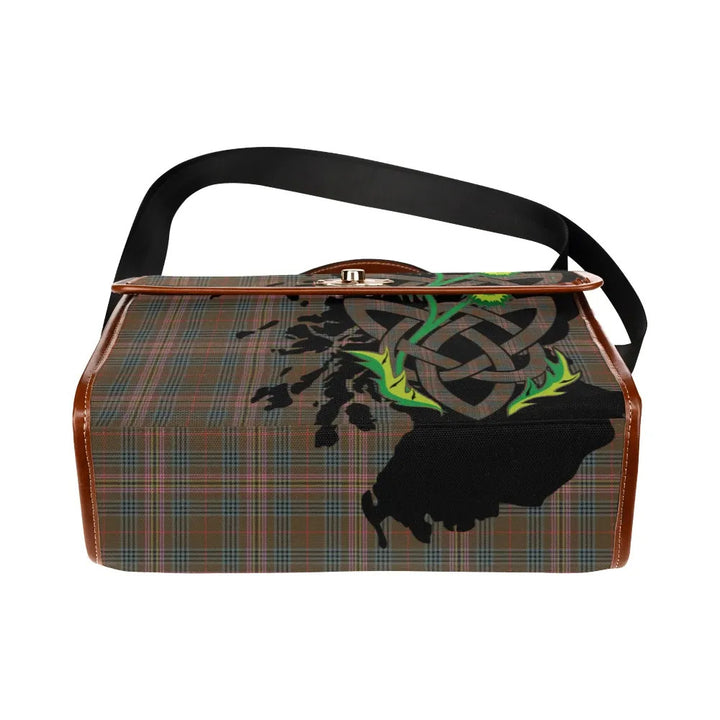 Scottish Kennedy Weathered Clan Tartan Waterproof Canvas Bag With Thistle Tartan Plaid 5