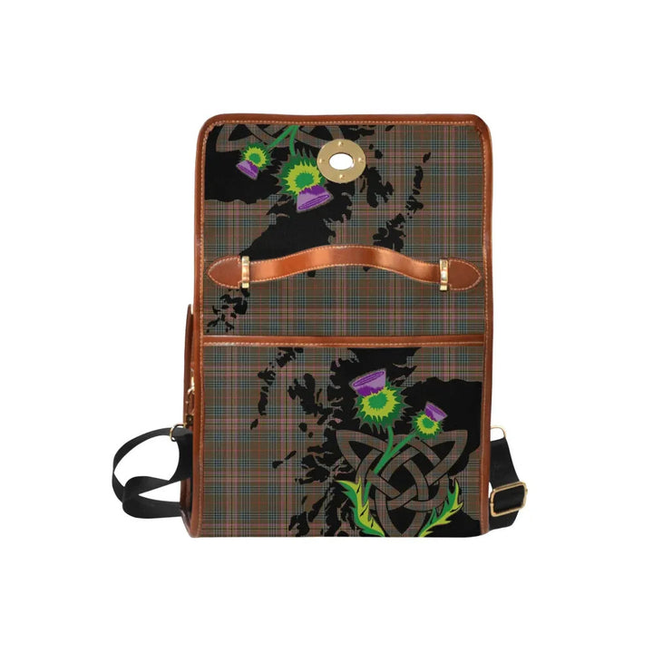 Scottish Kennedy Weathered Clan Tartan Waterproof Canvas Bag With Thistle Tartan Plaid 6
