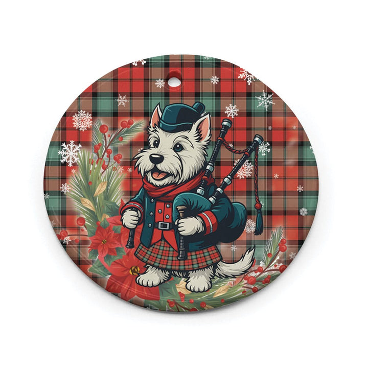 Scottish Kerr Ancient Clan Tartan Ceramic Ornament Cute Scottish Terrier Dog Circle Style Tartan Plaid