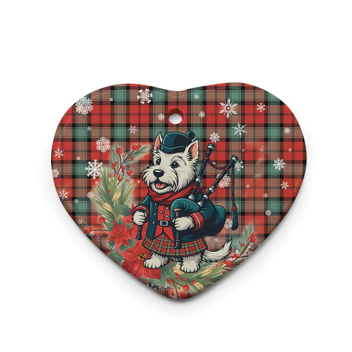 Scottish Kerr Ancient Clan Tartan Ceramic Ornament Cute Scottish Terrier Dog Heart Style Tartan Plaid