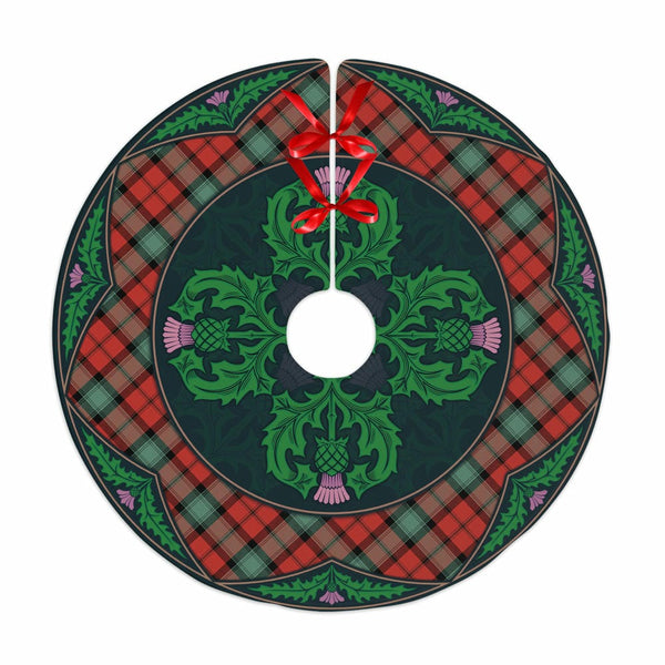 Scottish Kerr Ancient Clan Tartan Christmas Tree Skirt Old Scottish Thistle Flower No Tassels Tartan Plaid 1