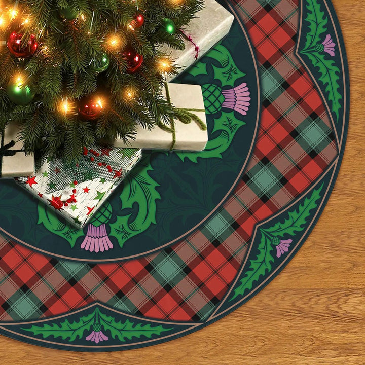 Scottish Kerr Ancient Clan Tartan Christmas Tree Skirt Old Scottish Thistle Flower No Tassels Tartan Plaid 2