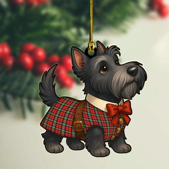 Scottish Kerr Ancient Clan Tartan Ornament Scottie Dog Tartan Plaid