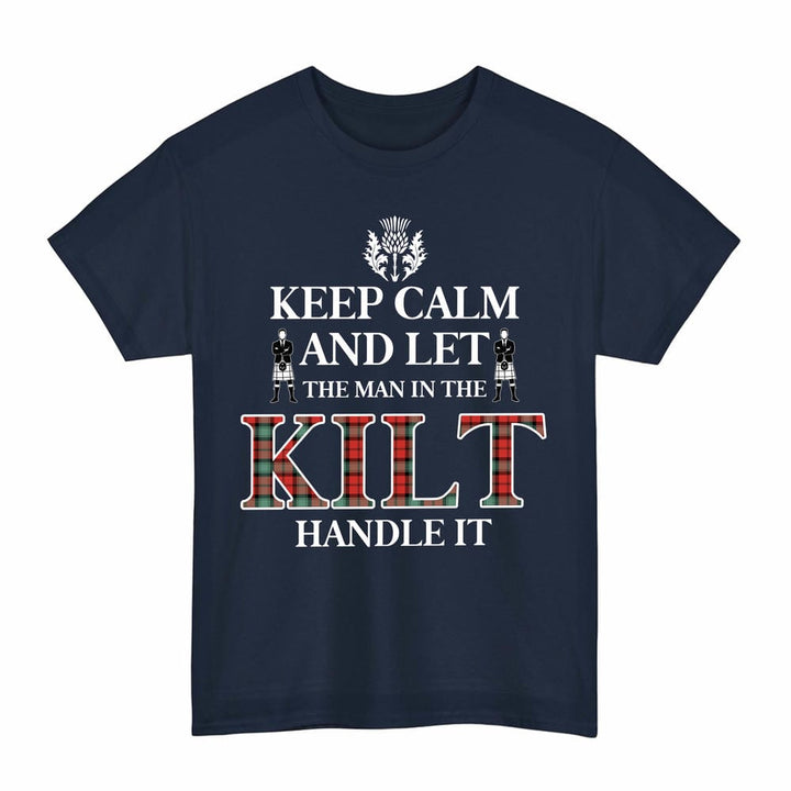 Scottish Kerr Ancient Clan Tartan T-Shirt - Keep Calm Tartan Plaid Navy Color