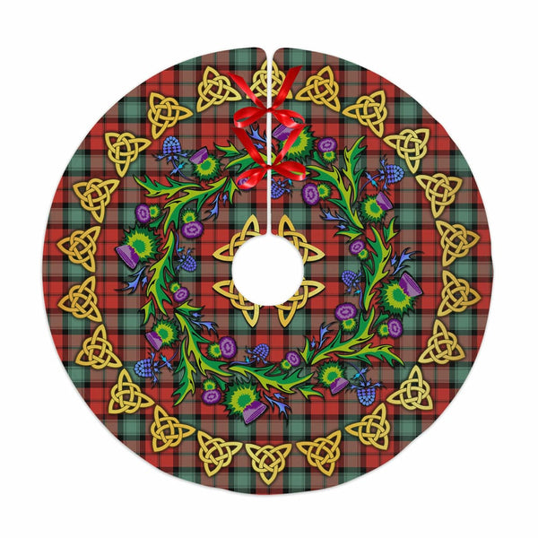 Scottish Kerr Ancient Clan Tartan Thistle Celtic Knot Christmas Tree Skirt No Tassels Tartan Plaid 1
