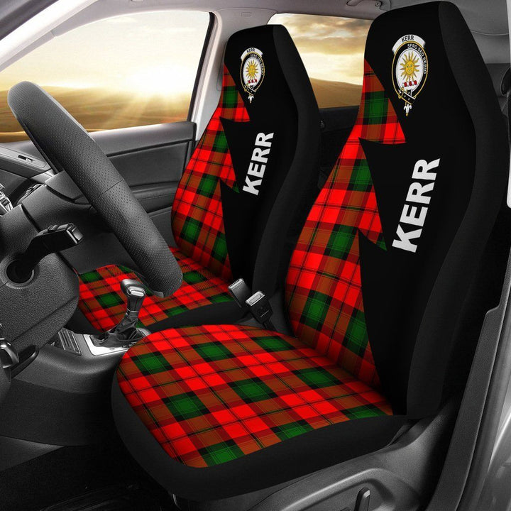 Scottish Kerr Clan Crest Tartan Car Seat Covers - Flash Style 1