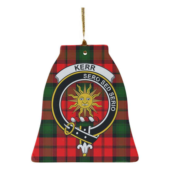 Scottish Kerr Clan Crest Tartan Ceramic Ornament Bell Shape Tartan Plaid